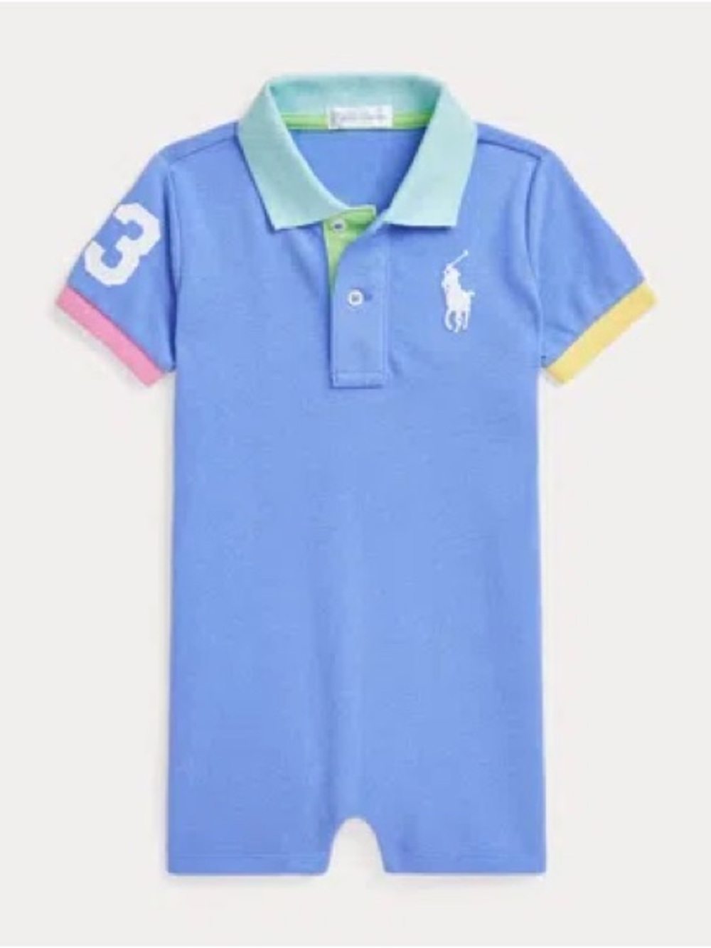 Ralph Lauren BABIES' BIG PONY COTTON MESH POLO SHORTALL IN HARBOR ISLAND BLUE